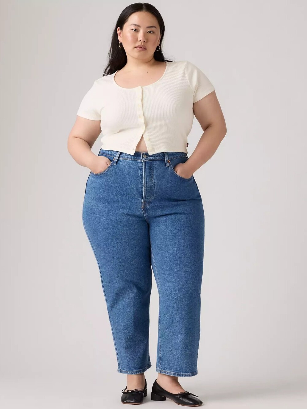 Levi's Ankle Ribcage Plus Size Straight Leg Jeans in Blue